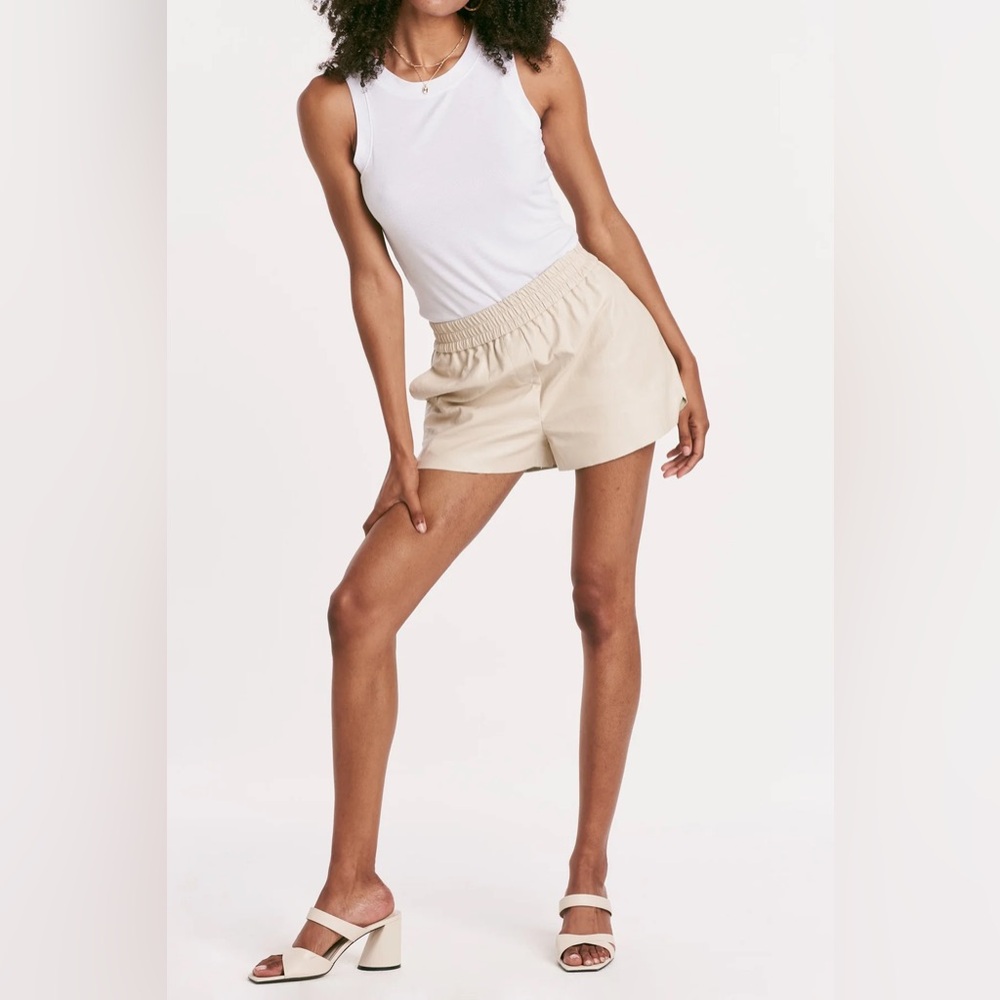 Another Love Cheyna Short Bone Vegan Leather in Beige, Small